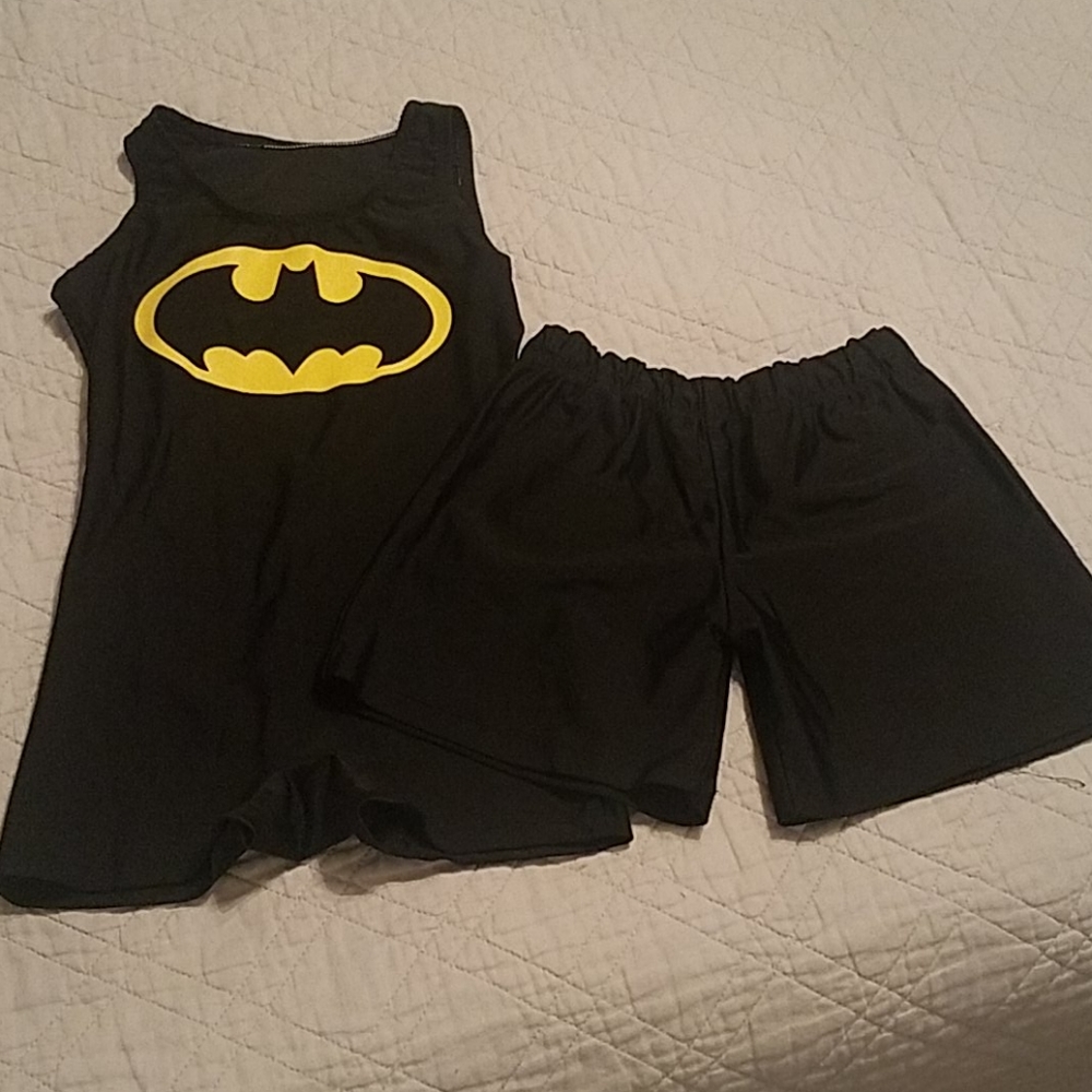 Boys gymnastic Batman singlet and shorts